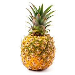 Fresh pineapple, yellow and green, isolated on white