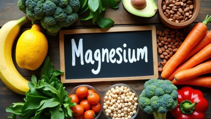 Magnesium Magic: A Wholesome Flat Lay of Nutrient-Rich Superfoods