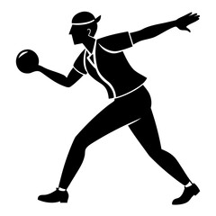 Bowler throwing ball silhouette black