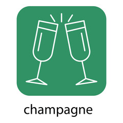 Sparkling Champagne Bottle Glass Vector Icon for Celebration and Events