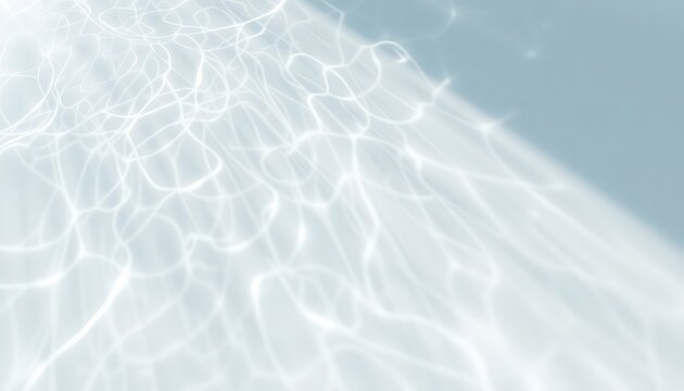 Subtle light reflections create an abstract pattern of shimmering lines on a soft, cool-toned background, evoking a sense of calm and gentle movement