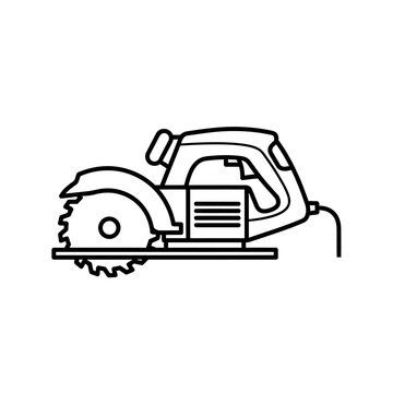 black outline circular saw tool clip art preview