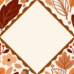 Autum Winter Pattern Background Illustration For Cover, Banner, Notes. Fall Winter Aesthetic Background.  Plant And Flower Pattern Background.