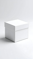 A versatile mockup of a blank white product box. The clean design and soft lighting make it an ideal canvas for adding your own logo, label, or graphic, suitable for a wide range of e-commerce .