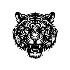 Fierce Tribal Tiger Head Tattoo Design.