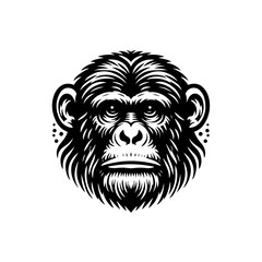Fototapeta premium Stylized Black and White Monkey Face Illustration.