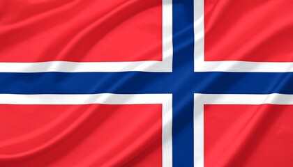 "Norwegian flag with blue cross outlined in white on red background, representing national pride and Nordic heritage"