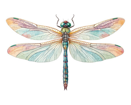 watercolor dragonfly vector illustration isolated on white background