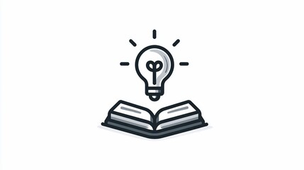 Simple graphic of an open book with a lightbulb above, suggesting learning and enlightenment