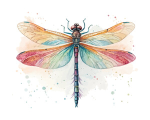 watercolor dragonfly vector illustration isolated on white background