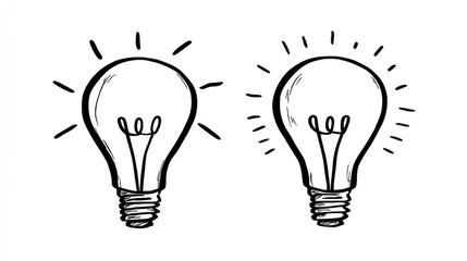 Two hand-drawn lightbulb illustrations