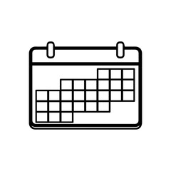 Black and white line drawing of a calendar with some of the grid squares filled in
