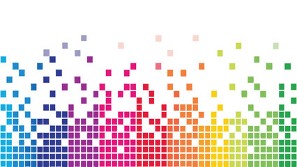 Abstract pixelated rainbow gradient with vibrant colors on a white background design element