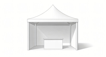 Isolated White Event Tent with Counter