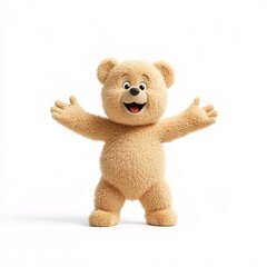 Happy Cute Bear Character with Open Arms and Cheerful Expression
