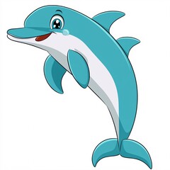 Cheerful Cartoon Dolphin with Bright Colorful Design and Happy Smile