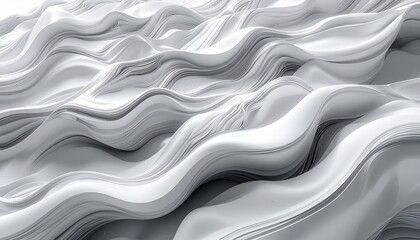 Obraz premium 流れる波形パターン - 有機的なモノクロ背景, Flowing Wave Pattern - Organic Monochrome Background