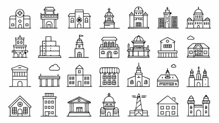 set of icons of houses