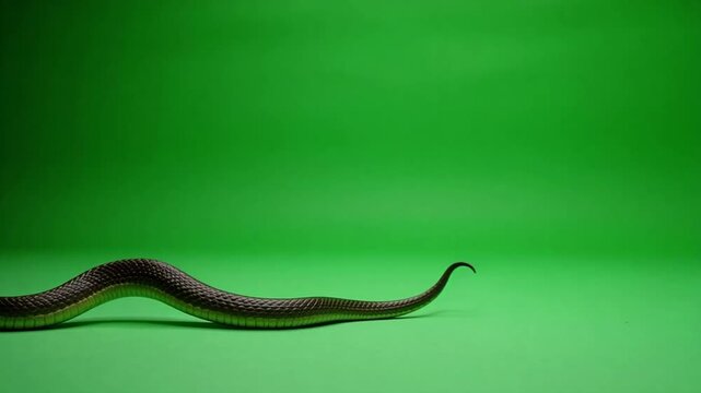 Dynamic snake slithering on vibrant green backdrop, perfect for educational or nature projects