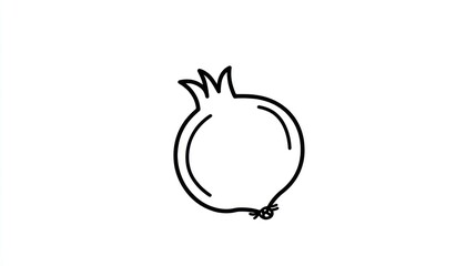 Simple black line drawing of a pomegranate