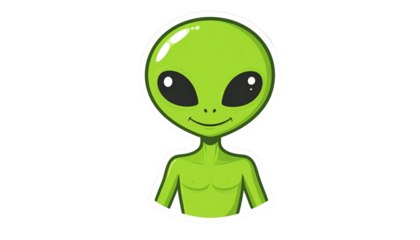 Green Alien Patch Design isolated on solid white background Png form.