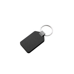 Minimalist Presentation a Sleek Rectangular Keychain with Metal Ring on Transparent Space