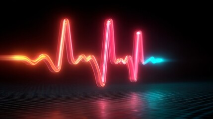 Neon Pulse: An eye-catching, photorealistic neon pulse line, glowing vibrantly against a stark backdrop, embodying the essence of life and vitality.