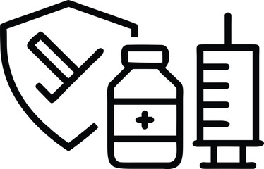 Syringe and Vial Vaccination Symbol with Medical Cross healthcare