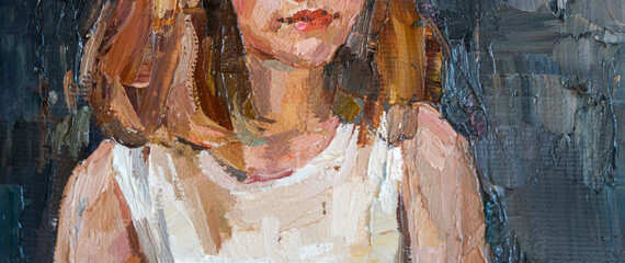 Impressionist oil painting of two girls in white dresses sharing a quiet, affectionate moment.