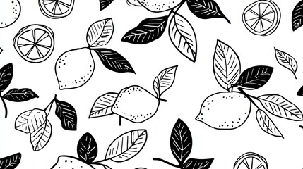 Simple black and white lemon pattern