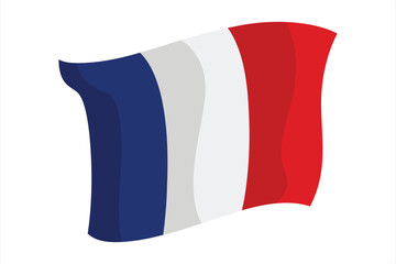 The national flag of france, a tricolor featuring three vertical bands of blue, white, and red, isolated on a white background