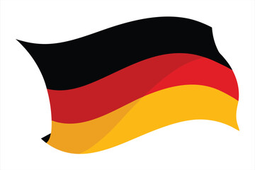 Naklejka premium National flag of germany waving in the wind, featuring horizontal stripes of black, red, and gold, isolated on a white background