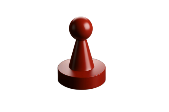 A single red game pawn isolated on a black background