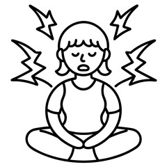 Stress Relief Icon – Minimalist Line Art Vector Design for Wellness & Relaxation