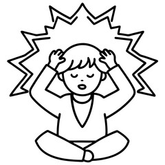 Stress Relief Icon – Minimalist Line Art Vector Design for Wellness & Relaxation