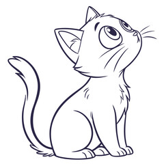 Cute Cat Outline Vector Drawing for Kids – Simple & Easy Line Art