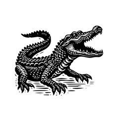 Fototapeta premium Fierce Alligator with Open Mouth and Sharp Teeth.