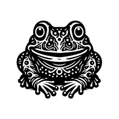 Ornate Black Frog Silhouette with Intricate Patterns.