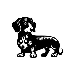 Black and White Dachshund Silhouette.