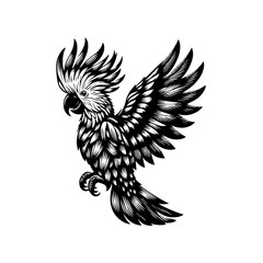 Striking Black and White Cockatoo Illustration.