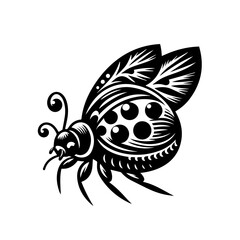 Stylized Black Ladybug Insect Illustration.