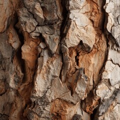 Bark Texture: A captivating close-up shot of rough bark displays nature's artistry, showcasing a rugged, textured surface and intricate patterns.