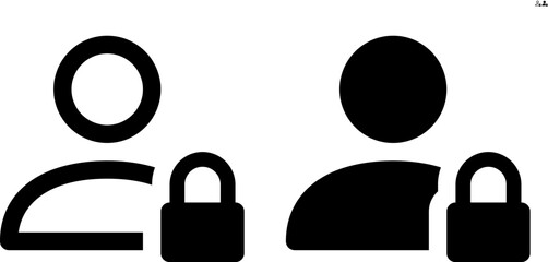 Vector person with lock icon in outline and solid styles for UI and web design, 48px, 10% margin