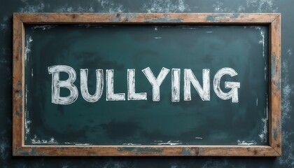 Chalkboard with the word bullying written in white chalk  