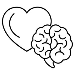 Brain and Heart Icon – Minimalist Line Art Vector Design for Mind and Emotion Concepts