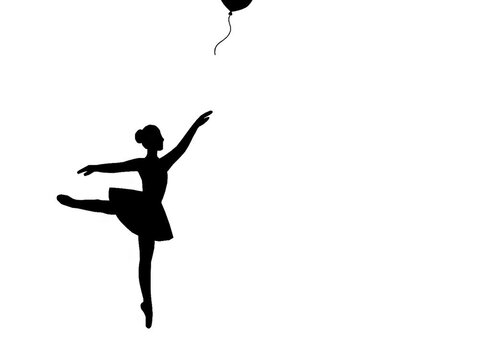 Ballet Dancing Silhouettes. Dance ballet silhouettes. Dancer woman people. Female ballerina recital silhouette. Loopable vector animation of ballerina silhouettes with props. Seamless dance motion.