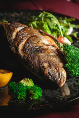 Fresh and juicy fish with dressing