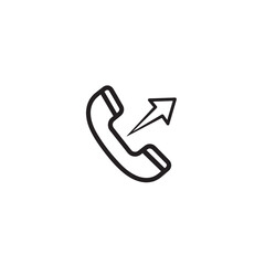 Vector art of telephone receiver with an arrow pointing up, isolated on white background