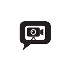 Vector art of video camera icon inside a speech bubble symbol
