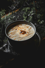 fresh and savory soup with croutons